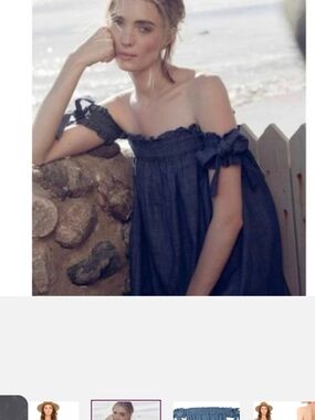 MISA LOS ANGELES Off-Shoulder Navy Blue Summer Dress